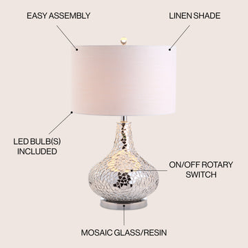 Emilia 26" Mirrored Mosaic LED Table Lamp - JONATHAN Y
